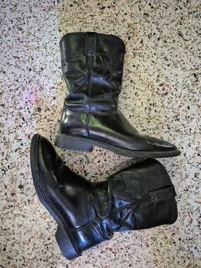 Justin Black Leather Western Boots Mens 7.5